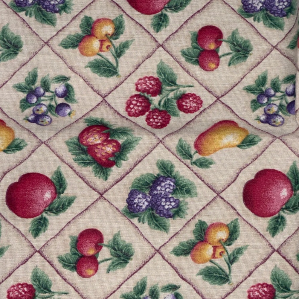 Cranston Home Fashions Fruit Print Fabric Glossy Vinyl Surface 1 Yard USA Made